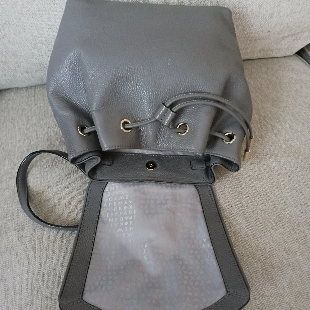 Kate Spade gray pebbled leather backpack